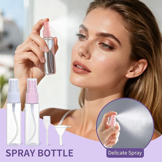 19 Pack Travel Bottles for Toiletries - TSA-Approved Leak-Proof Silicone Containers with Cream Jars Spray Bottles Funnel Brushes & Labels - Portable Refillable Kit for Shampoo Lotion & Conditioner - Image 5