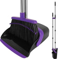 Purple Broom and Dustpan Combo Set, 55" Long Handle Broom | Large Area Outdoor Cleaning, Extended Reach Design, Built-in Comb Dustpan, Foldable Storage for Garage, Patio & Home by UDUK