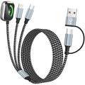 Travel Essentials 3 in 2 Multi Charging Cable for iWatch Charger/iPhone17-8 | USB A/USB C Charging Cords for Multiple Devices, Nylon Braided Universal Charger for Home/Office/Travel/Cruise/Carplay-5FT by MPATIBY