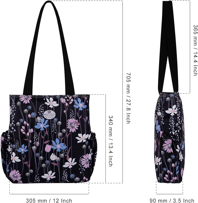 HUA ANGEL Floral Tote Bag - Casual Shoulder Bag Daily Tote Bag with Zipper Gym Travel Shopping Work Handbag for Women - Image 5