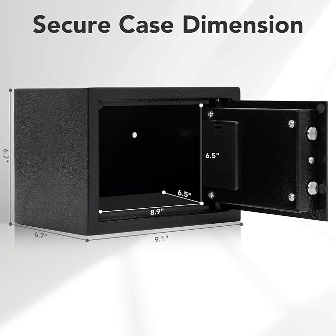 0.21 Cu Ft Steel Security Safe Box with Digital Lock Keypad ​ | Electronic Safe Comes With 2 Emergency Keys, Ideal For Storing Cash, Jewelry & Documents At Home, Office And Hotel，Black - Image 4