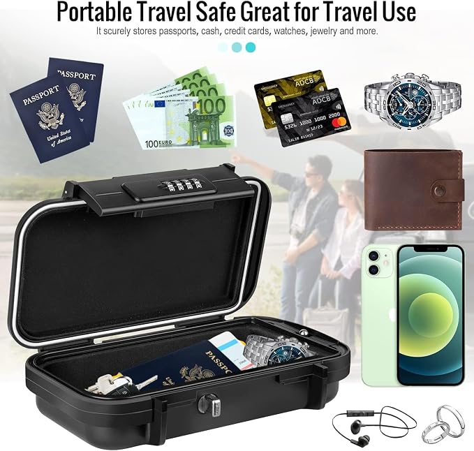 BKNOOU Portable Travel Safe with Removable Chain, Anti-Theft Beach Safe Box, Waterproof Combination Lock Box for Travel, Dorm, Beach, Hotel, Car, Home, Office - Image 5