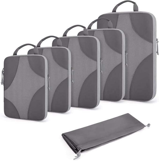 Bagsmart Compression Packing Cubes, Travel Bag Cruise Ship Essentials | Lightweight, Compressible Suitcase Organizer Set fit Standard Carry-On & Checked Luggage, 6 Set, 14 Set Washable Packing Bags by BAGSMART