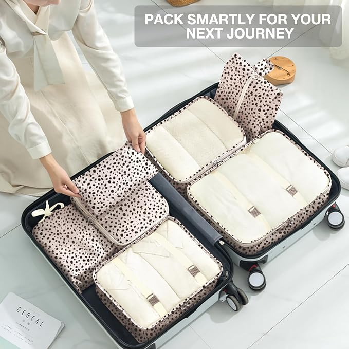 8 Set Packing Cubes for Suitcases, Packing Cube with Shoe, Cosmetics, Clothing, and Accessories Bags Packing Cubes for Travel Luggage Organizer(Leopard) - Image 5