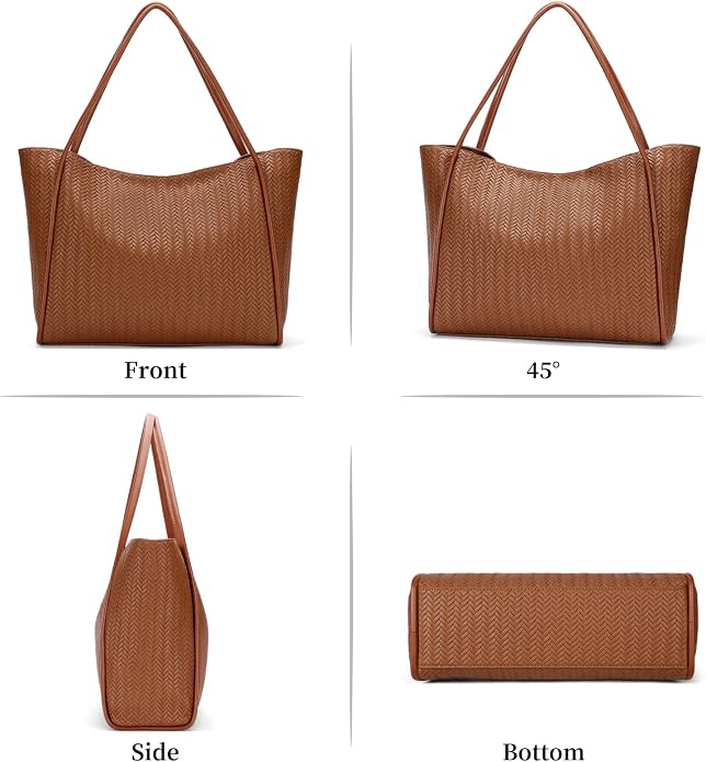 Tote Bag for Women Vegan Leather Shoulder Purse Large Capacity Travel Bag - Image 6