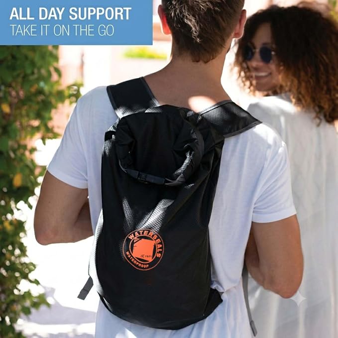 WaterSeals Locking Backpack + Waterproof Bag for Women & Men with Ripstop Material & Anti-Theft Combination Lock to Protect Wallet, iPhone or Valuables at the Beach, Pool, Skiing, or Camping, Black - Image 7
