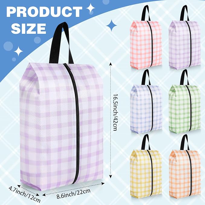6 Pcs Travel Shoe Bags with Zipper Nylon Portable Waterproof Suitcase Shoe Organizer Packing for Golf(L,Fresh Color) - Image 2