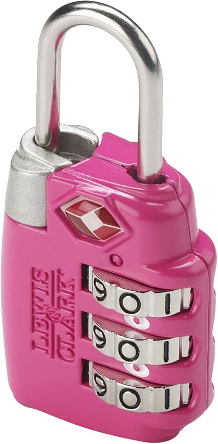 Lewis N. Clark Travel Sentry TSA-Approved Luggage Lock, Large 3 Dial Combination with Easy Read Dials - Pink by LewisNClark