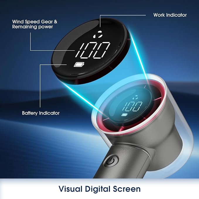 1-100 Speed Portable Handheld Turbo Fan, 【15000RPM】Ultra High-speed,Personal Hand Held Travel Fans,5000mAh Battery Rechargeable Mini Fans,Digital Display,Small Pocket Fan for Summer Essential Gift - Image 5