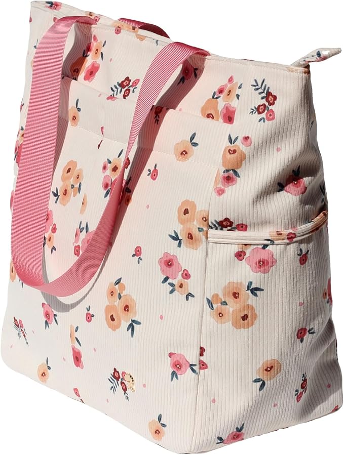 ESVAN Original Floral Tote Bag Large Shoulder Bag with Multi Pockets for Gym Travel Beach Daily Bags - Image 8