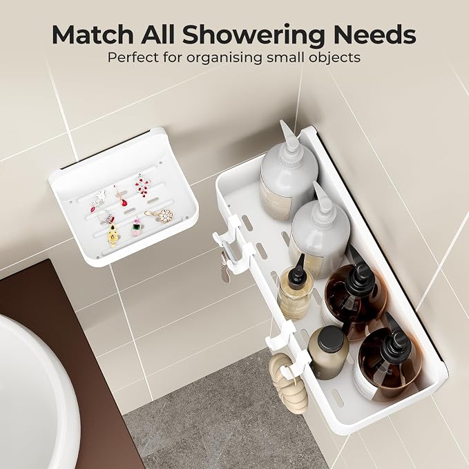 Orimade Shower Caddy 3-Pack, No-Drill Adhesive Shelves for Bathroom, Rustproof ABS Storage Organizer Set, White - Image 5