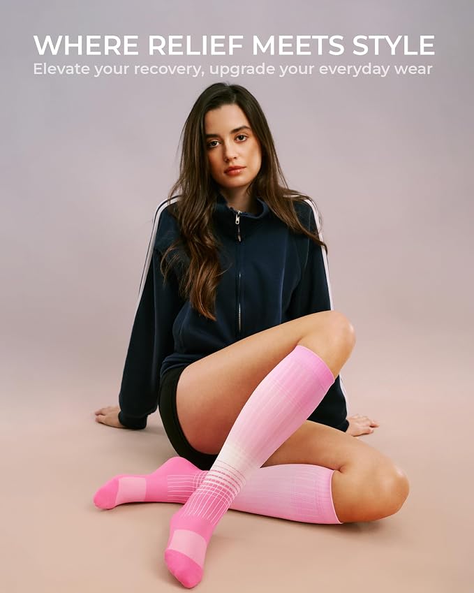 FITRELL 4 Pairs Compression Socks for Women & Men, 15-20mmHg Circulation Support for Athletic Travel Daily Wear - Image 6