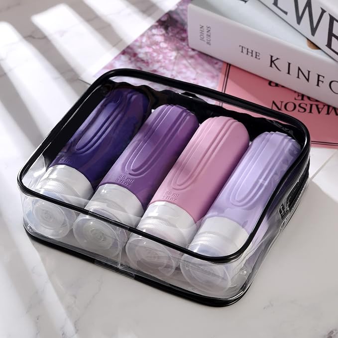 Mrsdry Travel Bottles for Toiletries, Tsa Approved 3oz Travel Size Containers BPA Free Leak Proof Refillable Liquid Silicone Squeezable Travel Accessories for Shampoo Conditioner Lotion (4 Pack) - Image 7