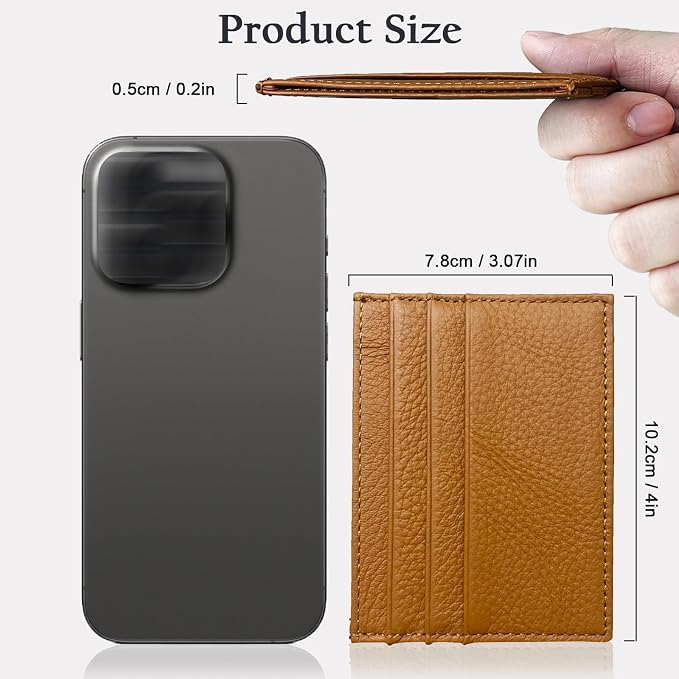 WOXVM Credit Card Holder Wallet RFID Blocking Slim Credit Card Cases Holder Premium Leather Minimalist Front Pocket Small Wallet with 6 Card Slots and 1 Pockets for Men Women (Brown) - Image 2