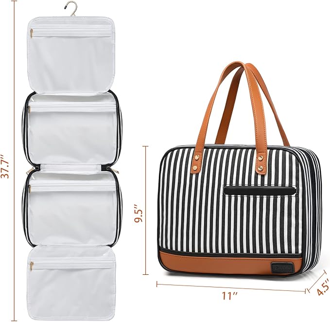 Hanging Travel Toiletry Bag,Large Capacity Cosmetic Travel Toiletry Organizer for Women with 4 Compartments & 1 Sturdy Hook,Perfect for Travel/Daily Use/Christmas - Image 5