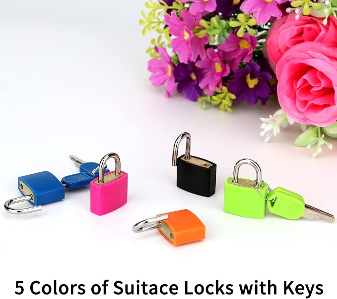 Febwind 5 Pcs Suitcase Locks, Multicolor, with Copper Keys | Mini Padlocks, Durable, For Suitcases Backpacks Boxes Cabinet Laptop Bags, Protect Your Belongings - Image 7