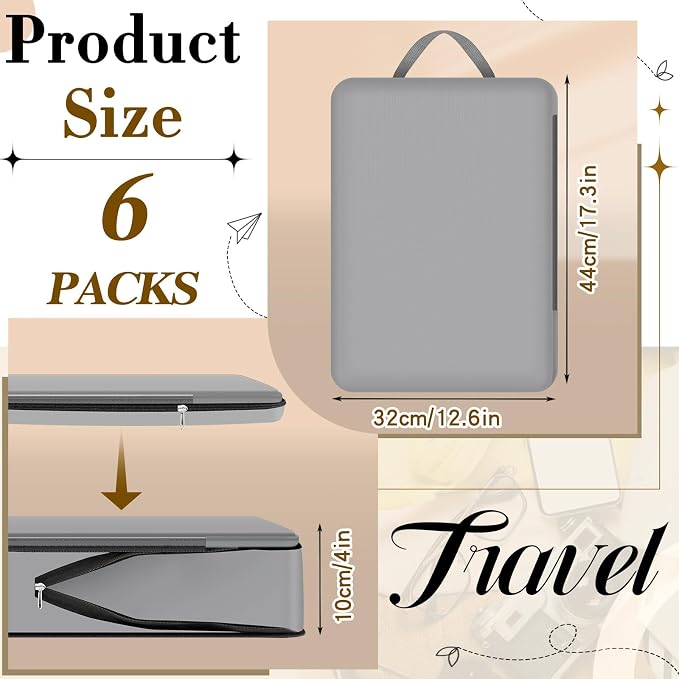 Hosuly 6 Pcs Large Ultralight Compression Packing Cubes for Travel 17.3 x 12.6'' XL Large Expandable Luggage Storage Organizers for Save Space Family Long Trips (Dark Gray) - Image 2