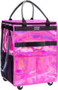 Reusable Grocery Bag On Wheels (Medium, Glitter Pink), Shopping Trolley, Rolling Tote with 8 Pockets and Zipper Cover, Foldable, Heavy Duty Handles, Carries Up to 66 LBS by TOJNMAKE
