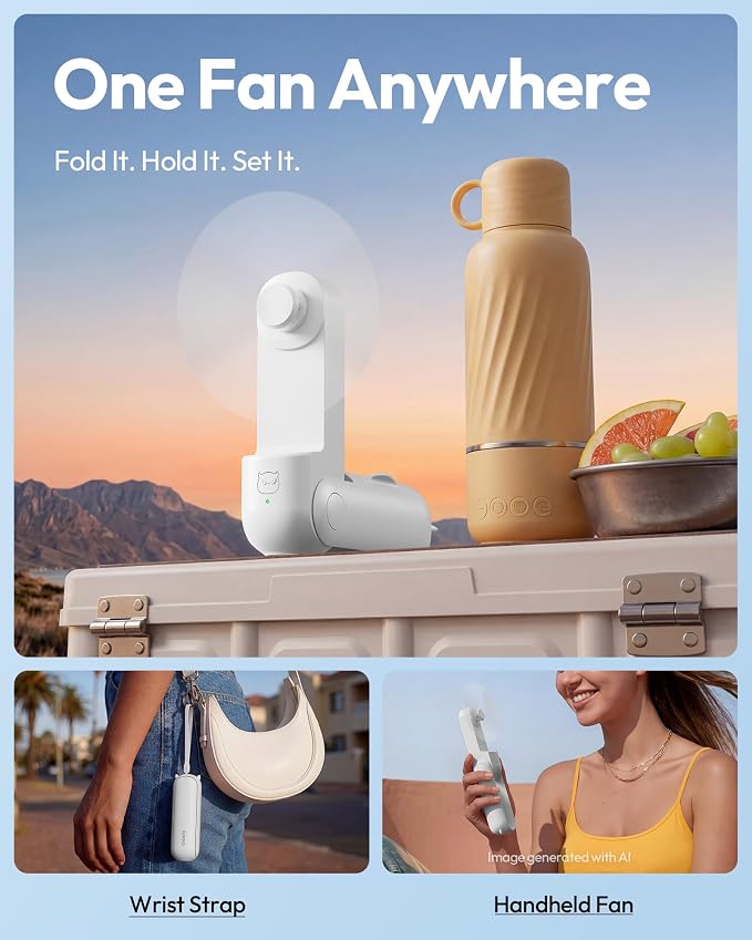 Gaiatop Portable Handheld Fan, 3 in 1 Mini Fan Handheld [17h Max Cooling], Foldable Personal Fans Pocket Design, USB Travel Fans Portable, Lash Trip Summer Essential Cute Gifts for Women Girl, White - Image 4