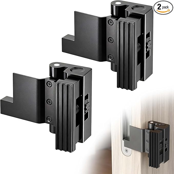 Portable Door Lock,Security Door Reinforcement Lock,No Drilling(Black-2PCS) | Portable Door Lock for Travel,Interior Doors for Apartments,Hotels,bedrooms by Unknown