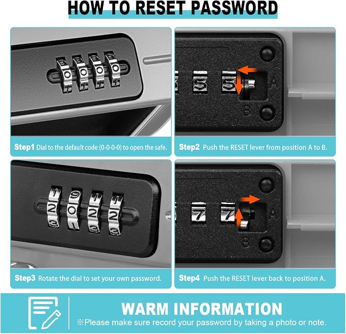 HUANLANG Portable Safe Lock Box with Combination Lock Mini Beach Travel Safe Waterproof Small Lockable Box with Removable Wire Rope Combination Safe Box for Dorm,Travel,Beach,Hotel,Car,Home,Office - Image 9