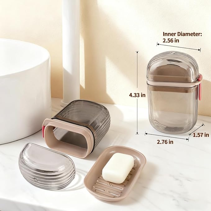 2Pcs Toothbrush Travel Case & Travel Soap Holder Dish Tray, Portable Clear Toothbrush Holders with Cover Leakproof Bar Soap Holder for Traveling School Camping Business Trip Bathroom - Image 5