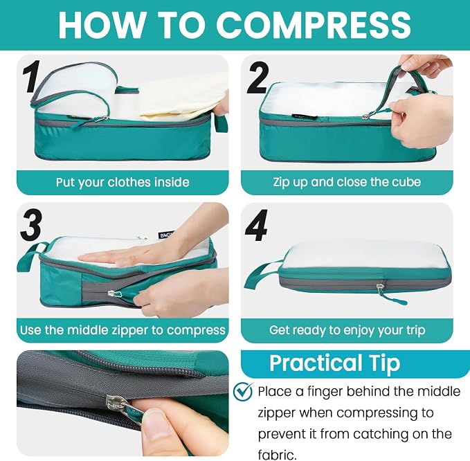 BAGAIL 6 Set Ultralight Compression Packing Cubes Packing Organizer for Travel Accessories Luggage Suitcase Backpack - Image 4