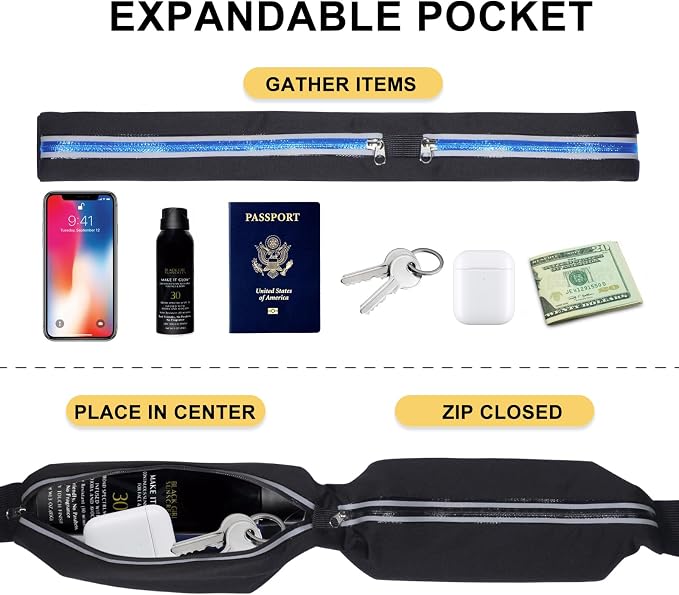 2 Pack Running Belt Fanny Packs for women and men,Belt Bag for Hiking Cycling Workout,Reflective Fanny Packs for Men Runners Belt Compatible with iPhone13,12 pro,Travelling Money Phone Holder - Image 4
