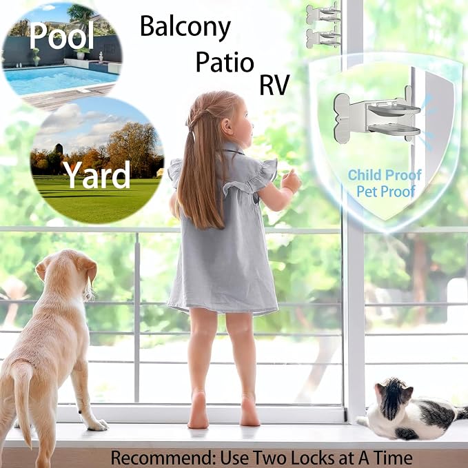 Sliding Door Lock 2Pack Transparent, Child & Pet Safety, No Drill | Adhesive latch childproof for sliding glass doors, windows, closets, showers & RV. Easy install & remove. Renter friendly - Image 6