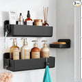 Orimade Shower Caddy 3-Pack, No-Drill Adhesive Shelves with 4 Hooks for Bathroom, Rustproof ABS Plastic Storage Organizer Set, Black by Orimade