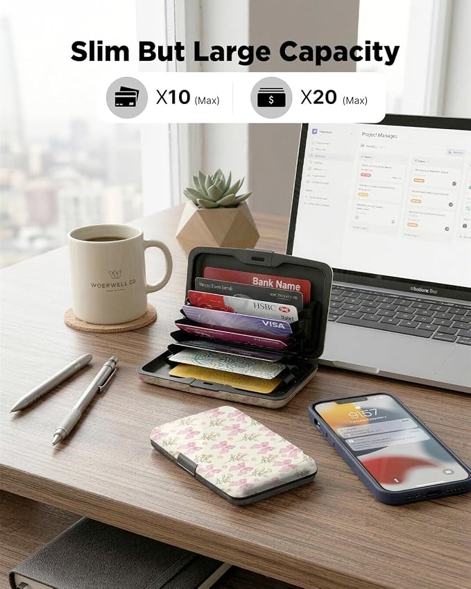 Maicican RFID Blocking Aluminum Credit Card Holder | Slim Metal Wallet for Women & Men, Business Card Case for Travel, Fits Front Pocket, Card holder wallet - pink bow - Image 5