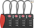 pack all TSA Approved Travel Luggage Locks, Resettable 3-Digit Code | Open Alert Indicator, Flexible Steel Cable, Zinc Alloy Body, Clear Number Dials, For Suitcase, Toolbox, Backpack, 4 Pack by packall