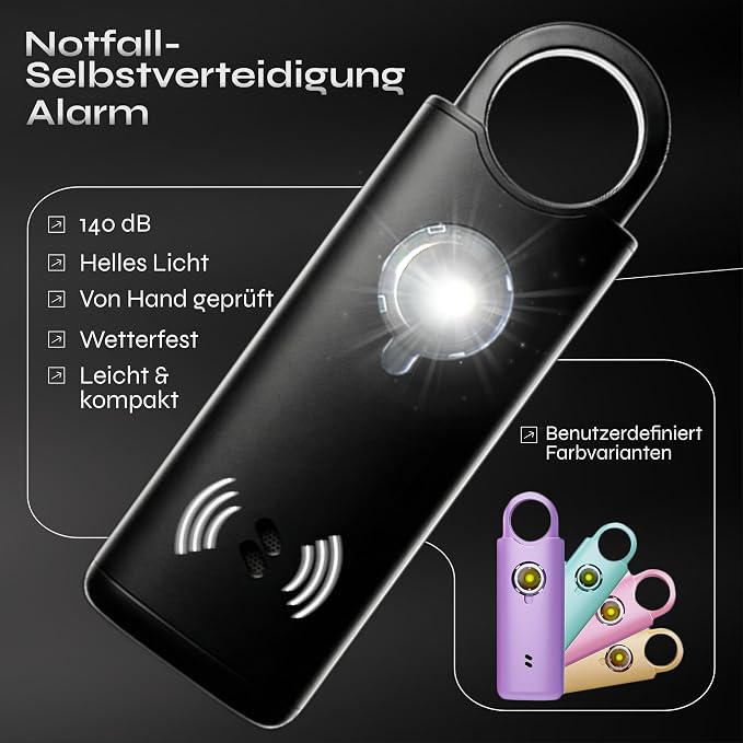 VOLTEK Metal Personal Alarm for Women (Pink)– 140dB Self Defense Safety Alarm Keychain, USB-C Rechargeable Emergency Alarm with Door & Window Sensor Mode - Image 2