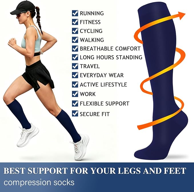 Sooverki Compression Socks for Women and Men Circulation (3/4 Pairs) is Best Support for Running Athletic Cycling Hiking - Image 6