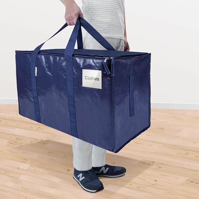 TICONN 8 Pack Extra Large Moving Bags Heavy Duty with Zippers & Carrying Handles, Durable Storage Bags Moving Boxes for Closet Organizers and Storage (8 Pack, Navy) - Image 2