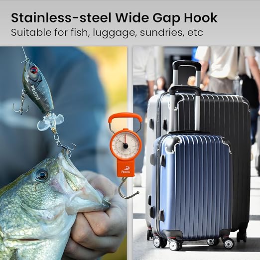 Pristis Fishing Hanging Scale with Tape Measure for Farm Kitchen Luggage | 80 LBs Fish Weight Analog Spring Hook Crane Scale Kit with Non-slip Large Handle, Portable Gear Equipment Weighting Accessory - Image 7