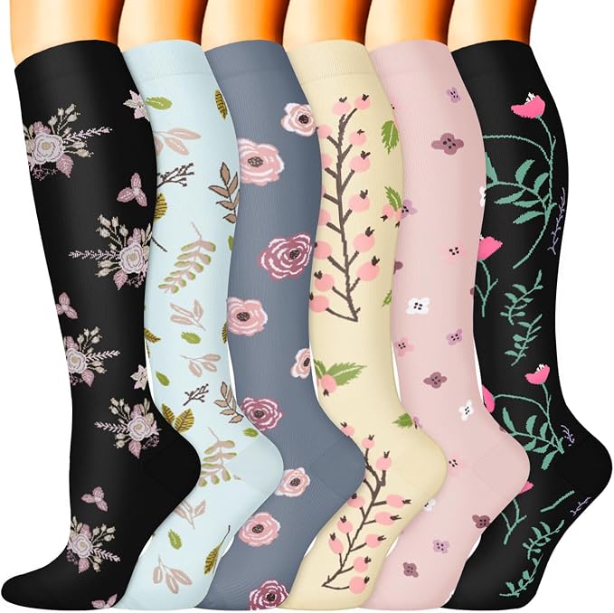 Sooverki Compression Socks for Women & Men 6 Pairs is Best Supportive Knee High Stockings for Circulation, Travel, Nurses by Sooverki