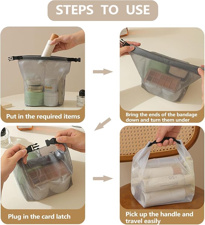 Cosmetic storage bag with dry and wet separation, wash bag, hand-held bag, portable storage bag, simple style,suitable for travel, fitness, swimming, outdoor rafting (Gray, 7.1in*6.3in*9.4in) - Image 3