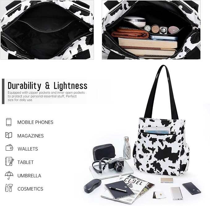 HUA ANGEL Floral Tote Bag - Casual Shoulder Bag Daily Tote Bag with Zipper Gym Travel Shopping Work Handbag for Women - Image 5
