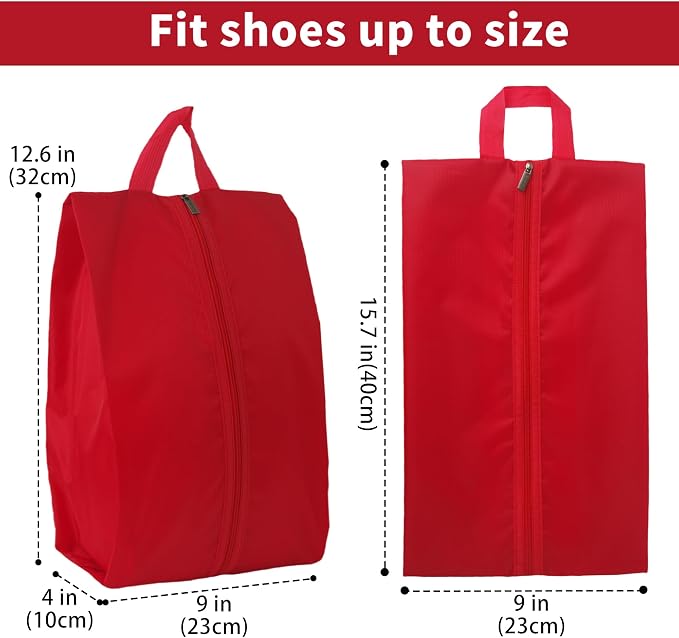 6pcs Portable Shoe Organizer, Travel Pouches with Zipper, Golf Shoe Bags, Clothes Bags, Soccer Cleats Bag Shoe Pouch for Gym, Waterproof, Odor-Resistant (Red) | Golf Shoe Bags, Clothes Bags, Soccer Cleats Bag Shoe Pouch for Gym, Waterproof, Odor-Resistant - Image 2