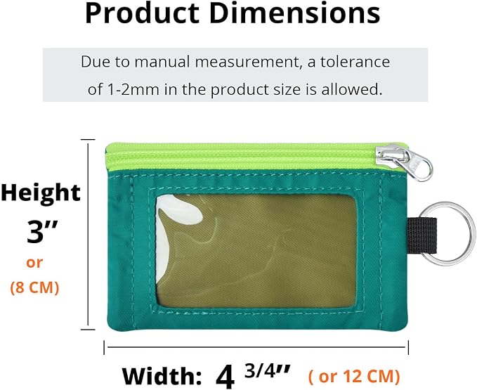 RFID Blocking Travel Wallet with Adjustable Lanyard, Small Nylon Zipper Pouch and Badge Holder for ID, Credit Cards, Cash, Keys, Commuters (OliveGreen+Turquoise) - Image 3
