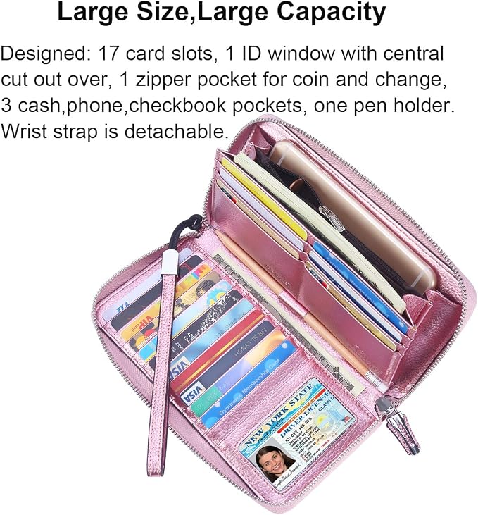 Small Compact Women Wallet RFID Blocking Genuine Leather Bifold Purse with ID Windows - Image 3