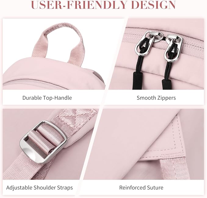 Mini Backpack for Women Fashion Small Backpack Purse Lightweight Daypack for Work Travel Daily,Pink - Image 5