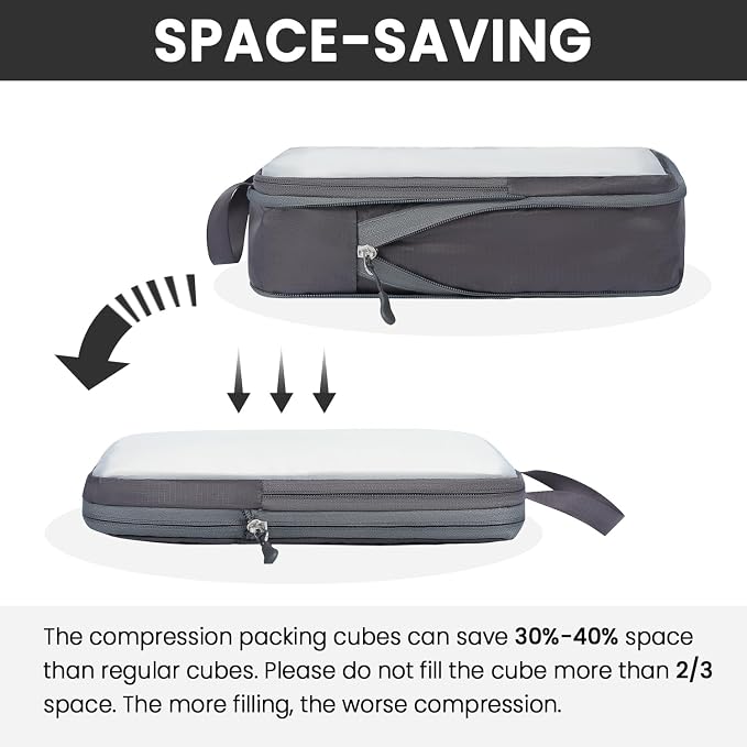 BAGAIL 6 Set Ultralight Compression Packing Cubes Packing Organizer for Travel Accessories Luggage Suitcase Backpack - Image 5