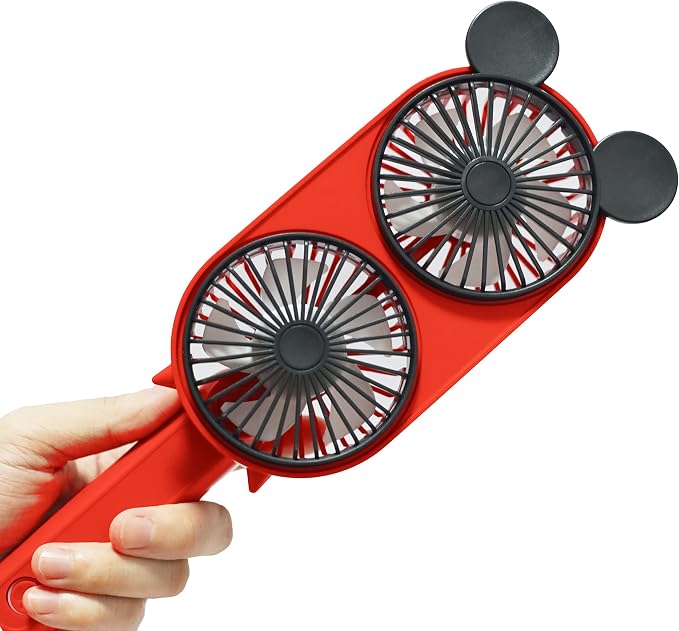 Cute Personal Mini Fan, Dual Turbo Handheld USB Fan | Portable Rechargeable 3 Adjustable Speeds, Max Cooling For Travel/Concerts/Cruise/Sports Events/Gifts by DecoLife