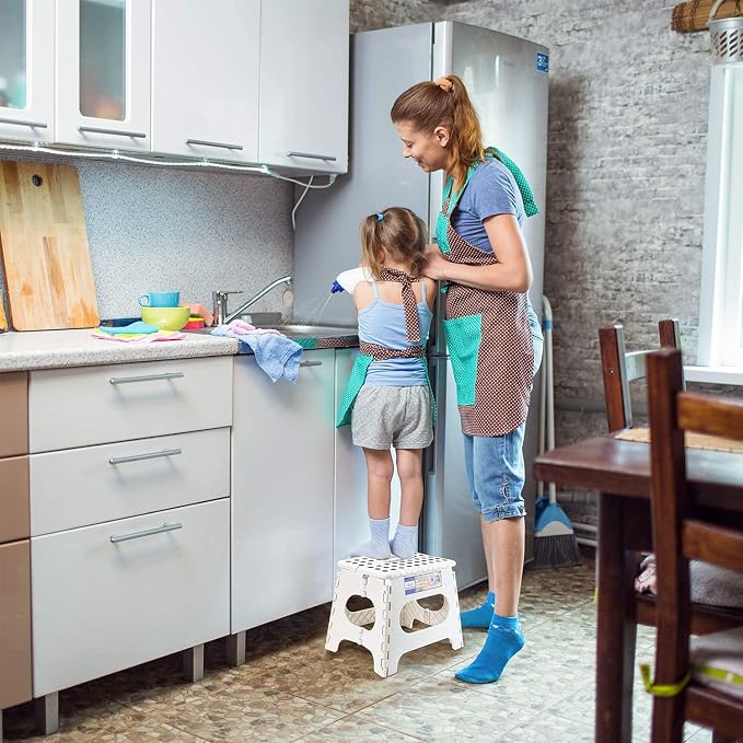 Dyforce Kids Step Stool 9 Inch, 300lbs Folding Step Stool for Toddler | Step stool White,Anti-slip Heavy Duty with Handle, Lightweight Foldable Foot Stool for Bathroom Kitchen Bedroom Outdoor - Image 6