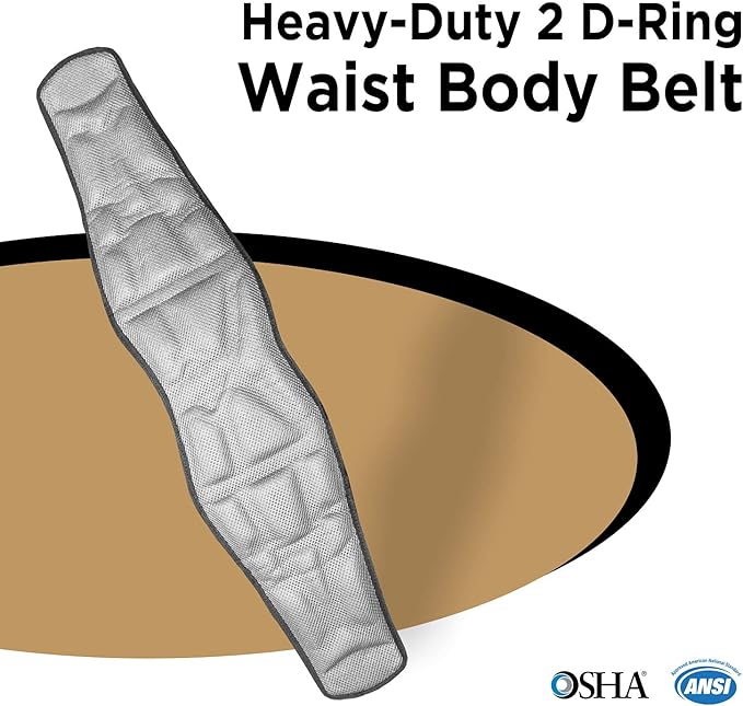 AFP Heavy-Duty 2 D-Ring Waist Body Belt w/Tongue Buckle Premium Stitching (OSHA/ANSI PPE) - Image 2