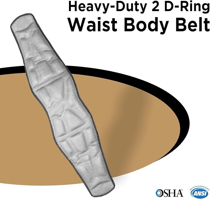 AFP Heavy-Duty 2 D-Ring Waist Body Belt w/Tongue Buckle Premium Stitching (OSHA/ANSI PPE) - Image 2