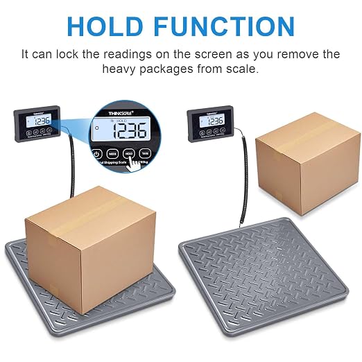 THINKSCALE Shipping Scale, 440 lb x 1 oz Heavy Duty Digital Postal Scale | Alloy Steel Platform with Hold, Tare & Backlit LCD, Package & Luggage Scale, Battery & AC Adapter Included - Image 4