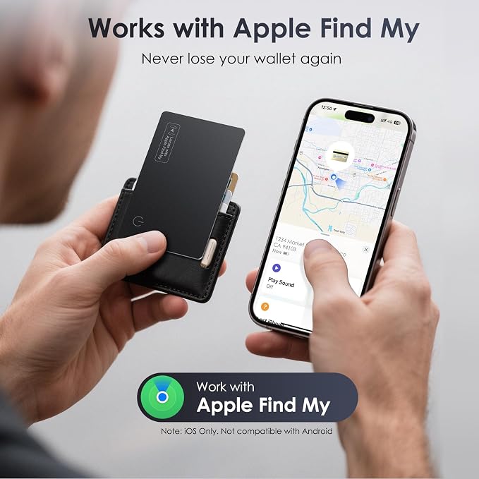 Wallet Tracker Card 2 Pack - Compatible with Apple Find My iOS Only, Bluetooth Tracker, 0.08in Slim, IP68 Waterproof, Item Locator for Luggage, Passports, Purse, Gift for Men Women - Image 2